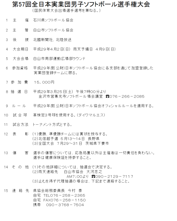 平成２９年度実業団男子　概要