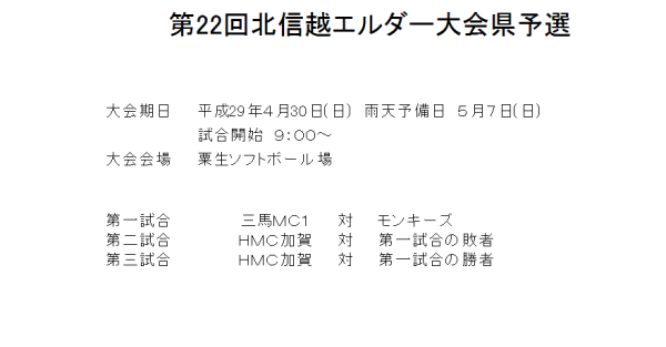 第22回北信越エルダー大会県予選 組合せ