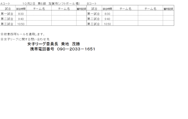 28平成年女子リーグ組合せ 第六節